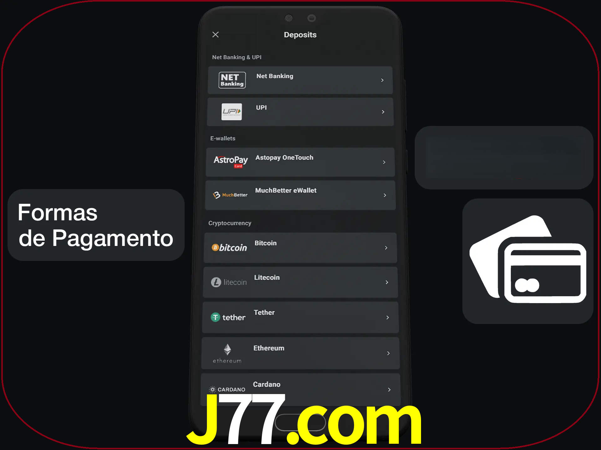 Escolha a forma de pagamento de sua preferência.