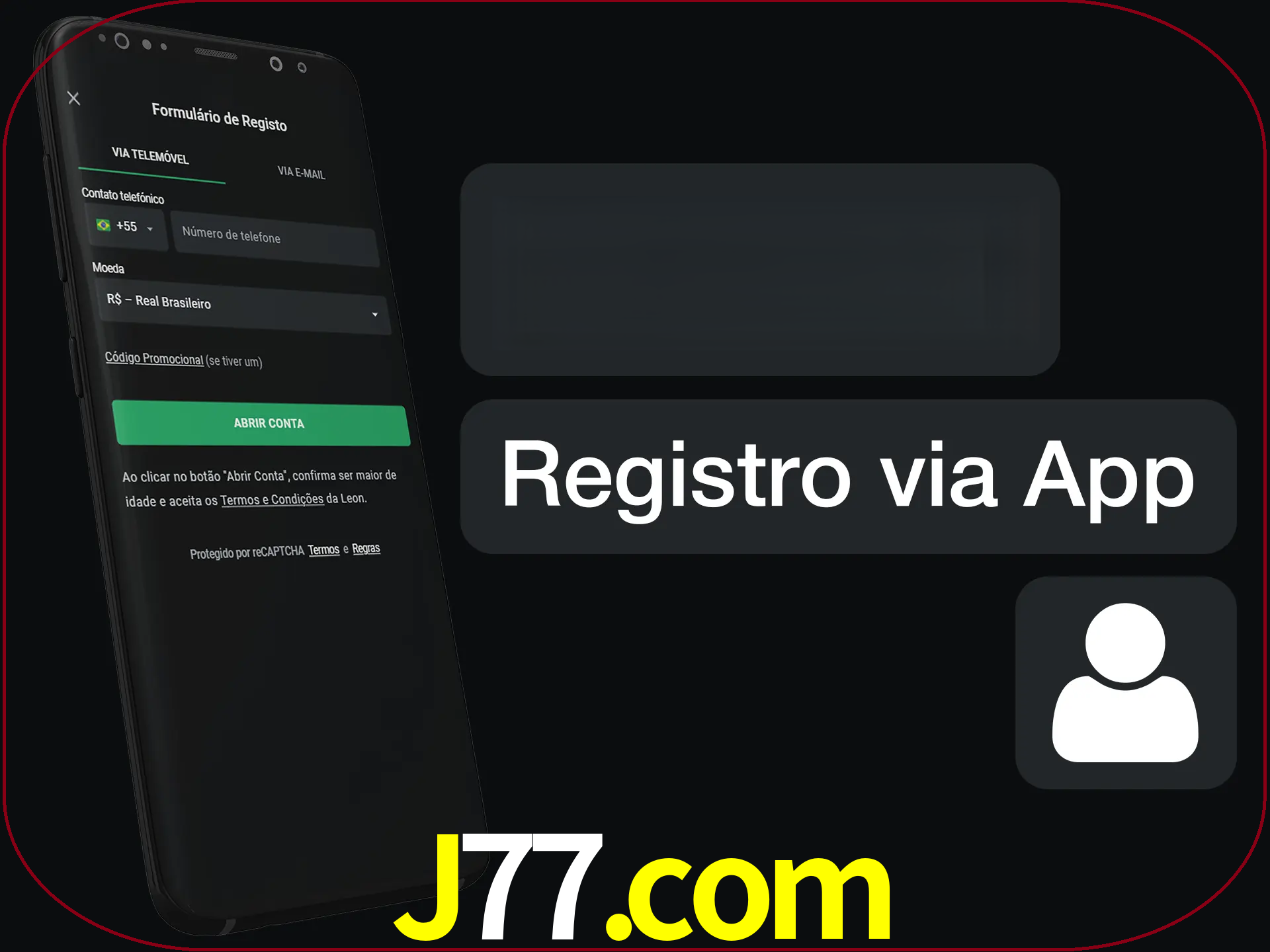 Registre-se com duas etapas usando o aplicativo.