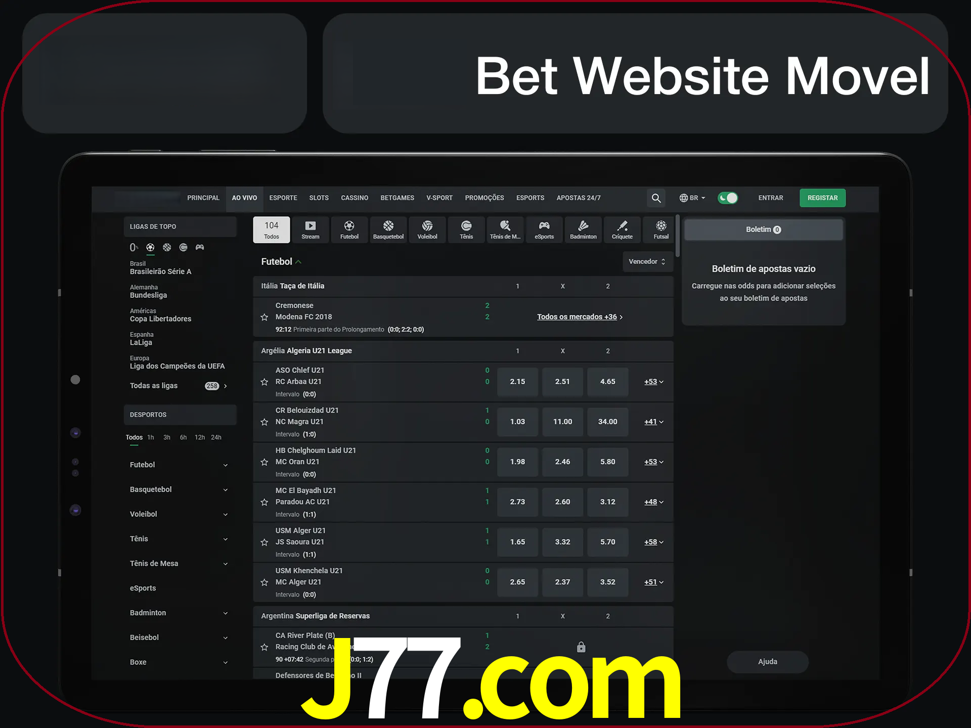 Use nosso website em qualquer dispositivo.