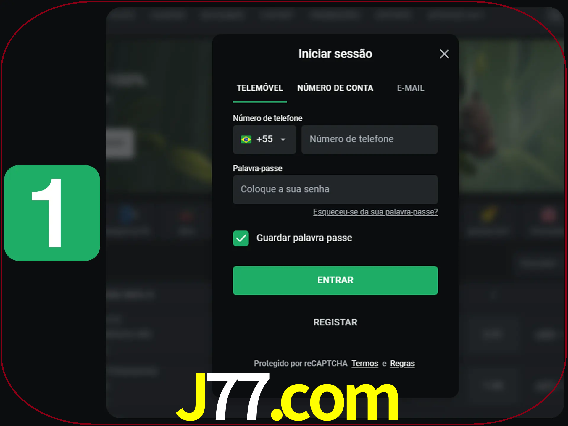 Clique no botão Entrar.